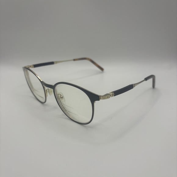 Salvatore Ferragamo Eyeglasses Round Black Gold Metal Frames Italy 2305